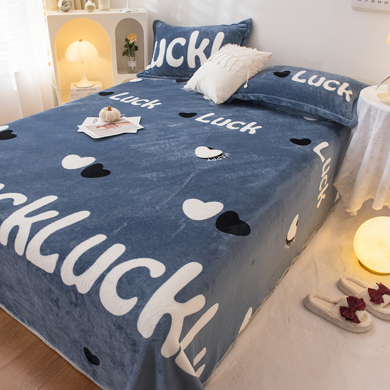 加厚牛奶珊瑚绒床单件法兰绒毛毯双人宿舍冬季双面绒被单午睡毯子