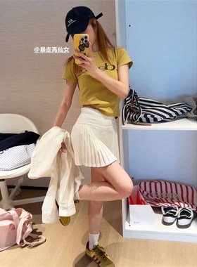 175高个子加长白色高腰半身裙女2024夏季设计感压褶百褶拼接短裙