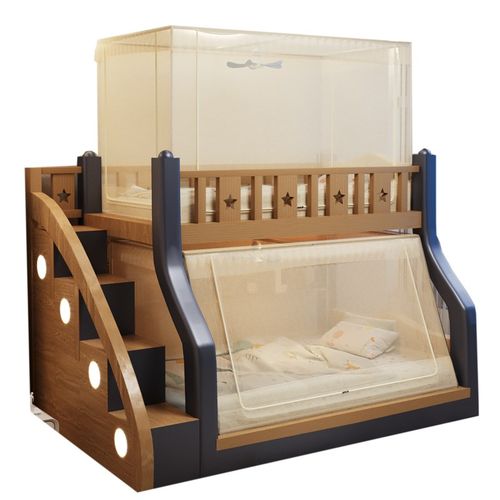 伸缩子母床蚊帐上下铺专用梯形1.5米儿童实木上下床双层高底床