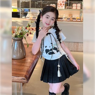 女童半身裙2024夏季新款儿童国风短裙新中式百褶裙女大童裙子夏装