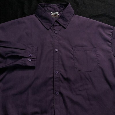 春季雾霾纺织紫色复古衬衫男士深紫色高级感内搭长袖上衣紫外套