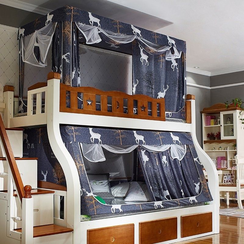 子母床蚊帐遮光床帘学生上下铺1.2一体式双层儿童梯形高低床1.5米,床上用品,蚊帐,淘宝优惠券,粉丝福利购,淘宝优惠卷