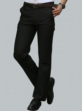 职企会春秋冬厚款西裤男修身直筒宽松商务正装职业上班西装裤黑色