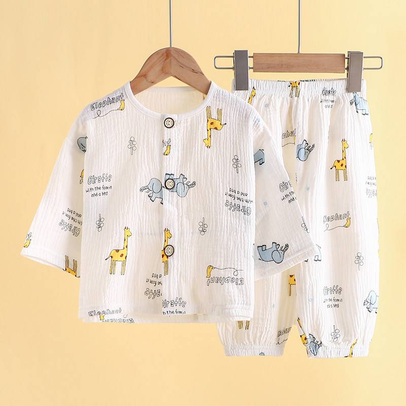 儿童纯棉睡衣套装纱布开衫春夏装薄款空调服小男孩女童宝宝家居服,童装/婴儿装/亲子装,家居服套装,淘宝优惠券,粉丝福利购,淘宝优惠卷