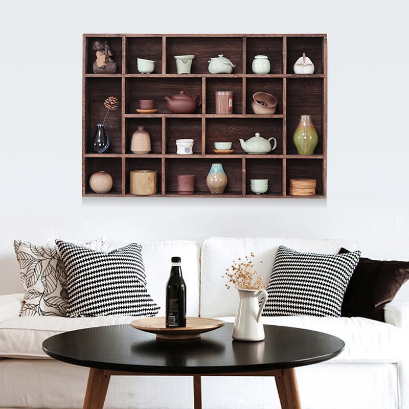 实木多宝阁茶杯架子茶壶架茶具收纳置物展示架茶架中式博古架壁挂