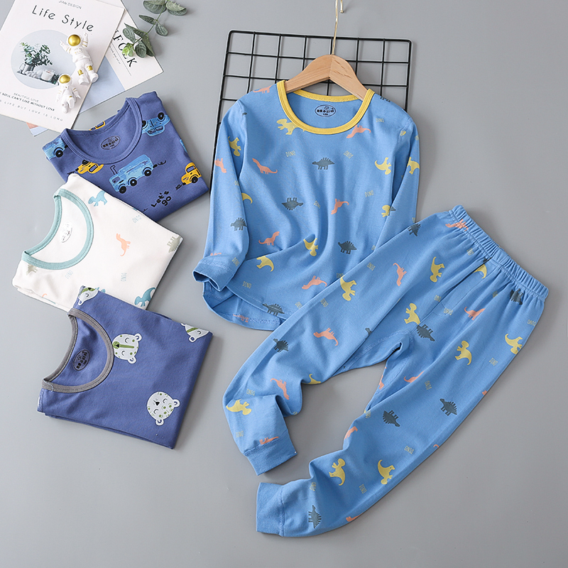 君秀小彩虹儿童内衣套装秋冬男童女童无骨秋衣秋裤全棉保暖家居服