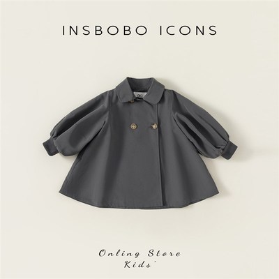 女童风衣外套秋装2023新款女宝中长版上衣儿童童装秋冬款加厚衣服