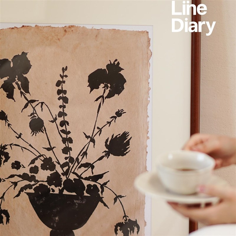 线稿日记法颂花园装饰画/卧室挂画客餐厅入户玄关背景墙落地