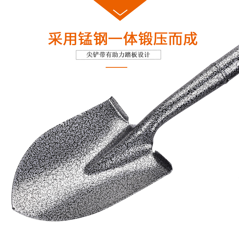 户外农用全钢加厚挖土铁锹车载野外车用小钢锹家用锰钢除雪锹铲子