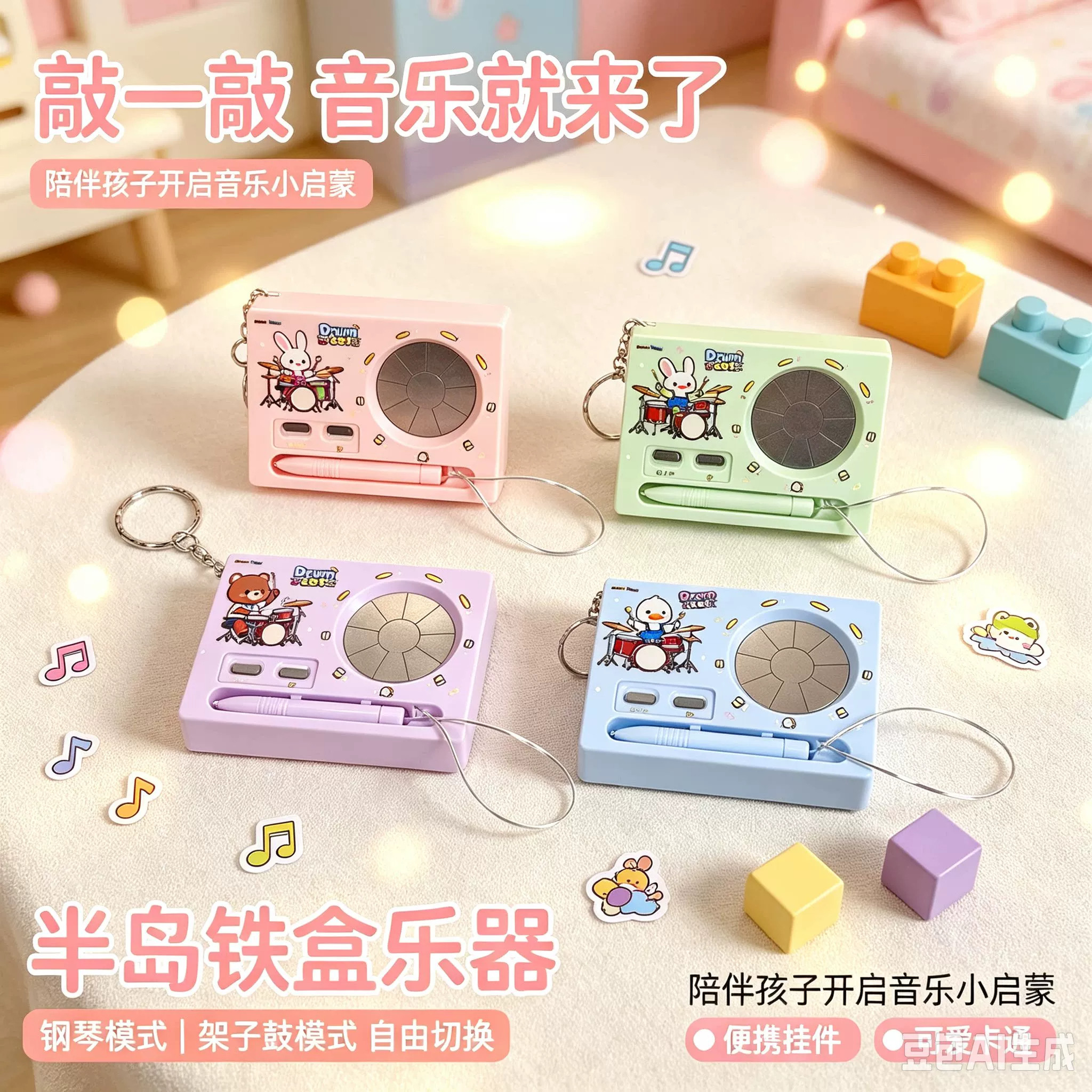 点触音乐机架子鼓可弹奏钥匙扣