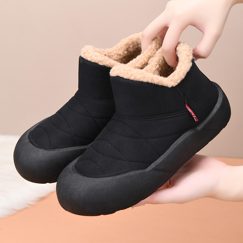 冬季老北京棉鞋女皮面加绒保暖雪地靴加厚短筒防滑妈妈鞋防寒短靴