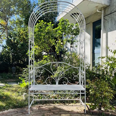 美式乡村复古铁艺座椅爬藤花架室内户外阳台花园庭院拱门植物支架