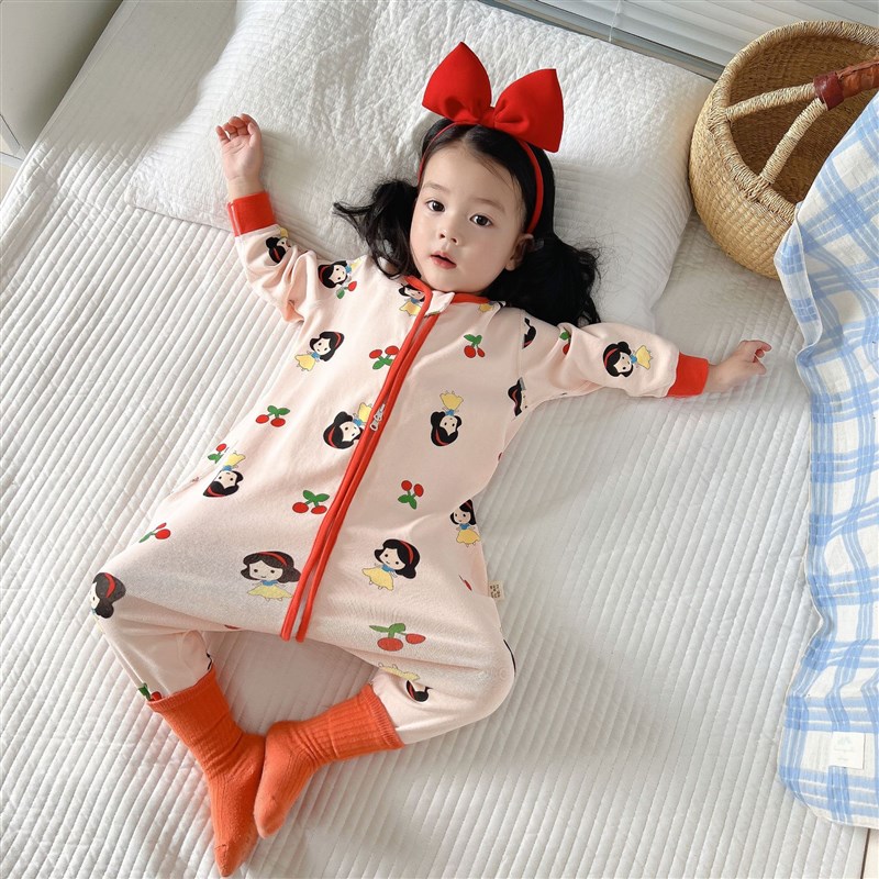 2023新款宝宝睡袋四季通用款纯棉可分腿男女童防踢被儿童连体睡衣