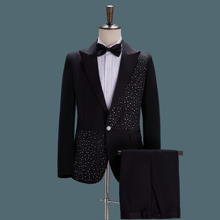 舞台表演大合唱服装 套装 西装 歌手演出服男艺考西服主持人礼服男士