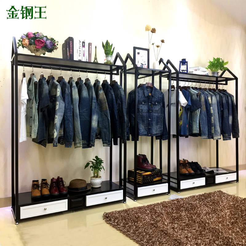 铁艺衣帽架落地卧室家用挂衣架衣服架子单杆式服装店展示架置物架