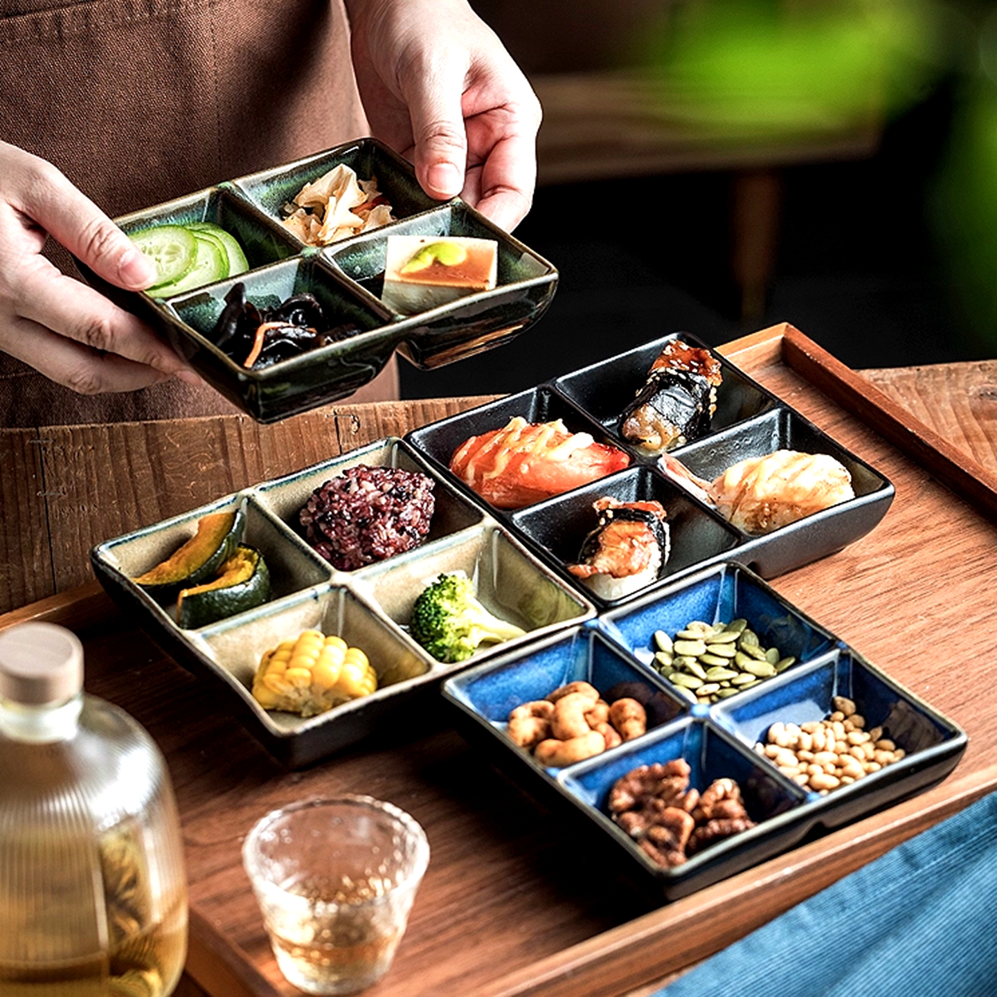 零食盘小食拼盘四宫格分格盘碟子