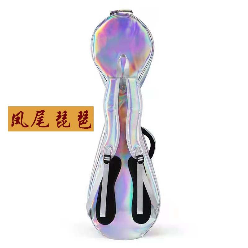 艺美镭射凤尾琴琵琶包亮面加厚可携式琴盒漆皮防水防摔琴袋双肩包图片