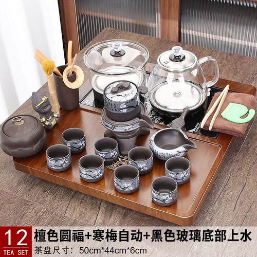 小号茶盘一体茶台烧水壶底部上水全自动茶具套装家用客厅茶海木制