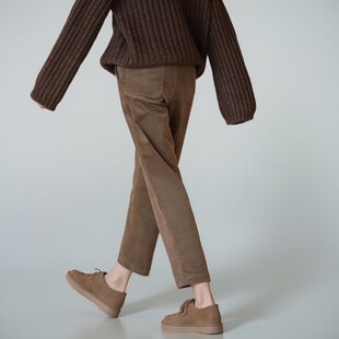 复古复古卡其梨形bi入微弹挺括显瘦休闲灯芯绒长裤 2024冬季 秋新款