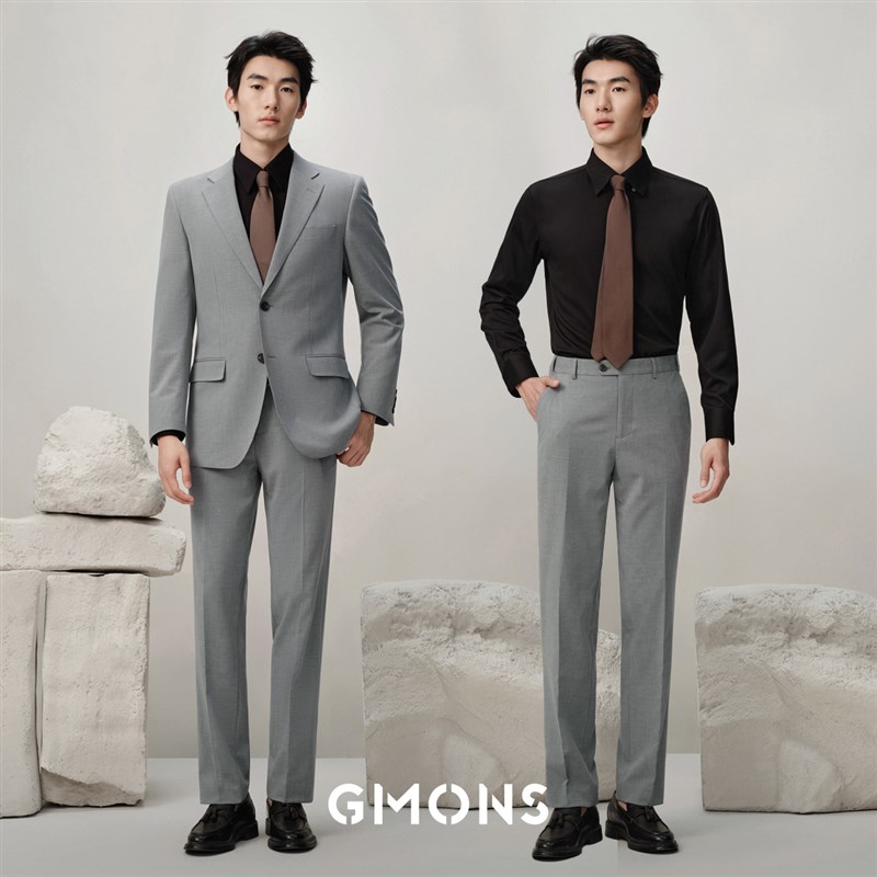 吉约蒙零染西装男士套装结婚新郎灰色简约高级感礼服商务正装西服