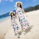母女装 一家三口连衣裙女童波西米亚 洋气沙滩裙海边度假长裙亲子装