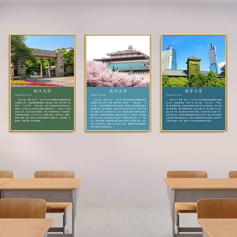 中国大学简介挂图海报大学励志名校介绍挂画学校教室布置装饰墙贴