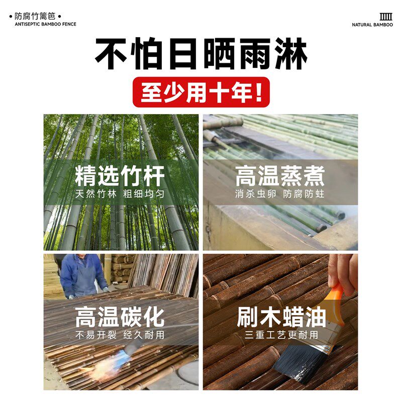 竹篱笆栅栏门庭院户外防腐木门双开木围栏花园门菜园门网格木质门
