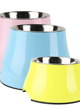 super休普高碗防滑宠物碗不锈钢狗碗狗食盆狗盆猫碗猫盆防颈椎碗