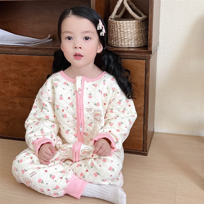 高品质~宝宝睡袋A类薄棉秋冬儿童卡通连体睡衣男女童纯棉防踢被