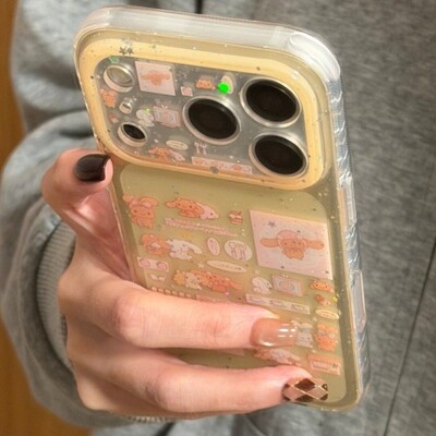 先吉透黄标签贴纸玉桂狗苹果17promax手机壳iphone16151413可爱卡通