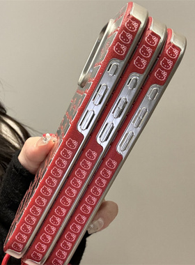 银底红色英文可爱猫咪侧边图适用iPhone16promax手机壳新款苹果15promax创意14pro趣味13小众16pro防摔保护套