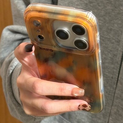 先吉绿黄极光晕染黑英文苹果17promax手机壳iphone16151413网红潮ins