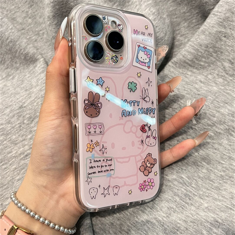 可爱头套版kt猫适用苹果16promax手机壳新款iPhone15pro创意14pro个性可爱13小众16pro不撞全包防防摔保护套