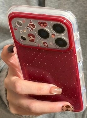 先吉红色满屏白波点苹果17promax手机壳iphone16151413网红潮ins风