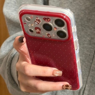 先吉红色满屏白波点苹果17promax手机壳iphone16151413网红潮ins风