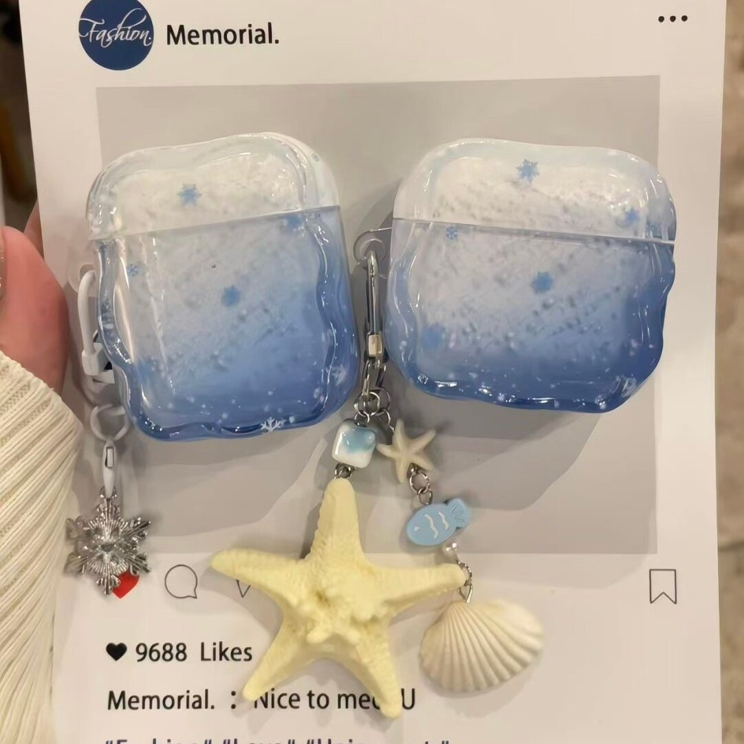 渐变蓝满屏雪花适用airpodspro2保护套可爱新4代airpods3ins风耳机套二代苹果airpods耳机不撞壳蓝牙耳机壳潮,3C数码配件,耳机保护套,淘宝优惠券,粉丝福利购,淘宝优惠卷