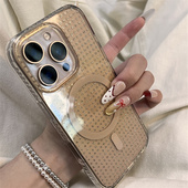 黄色小钻磁吸适用iPhone16promax手机壳新款 iPhone14pro高级感小众15pro不撞壳精致13p防摔16pro防摔保护套女