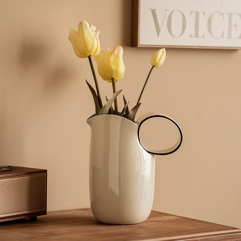 艺术感壶形花瓶创意家居装饰摆件茶几餐桌凉水壶水培鲜花干花花器