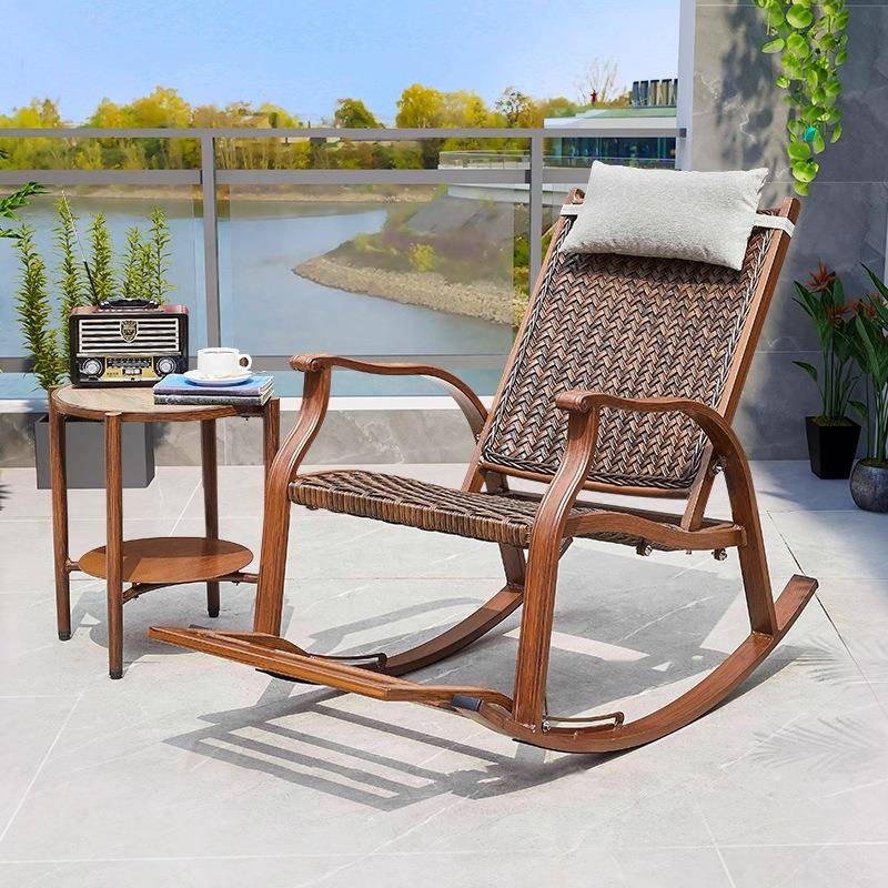 户外藤编摇椅北欧家用客厅懒人沙发躺椅竹藤椅单人休闲阳台摇摇椅