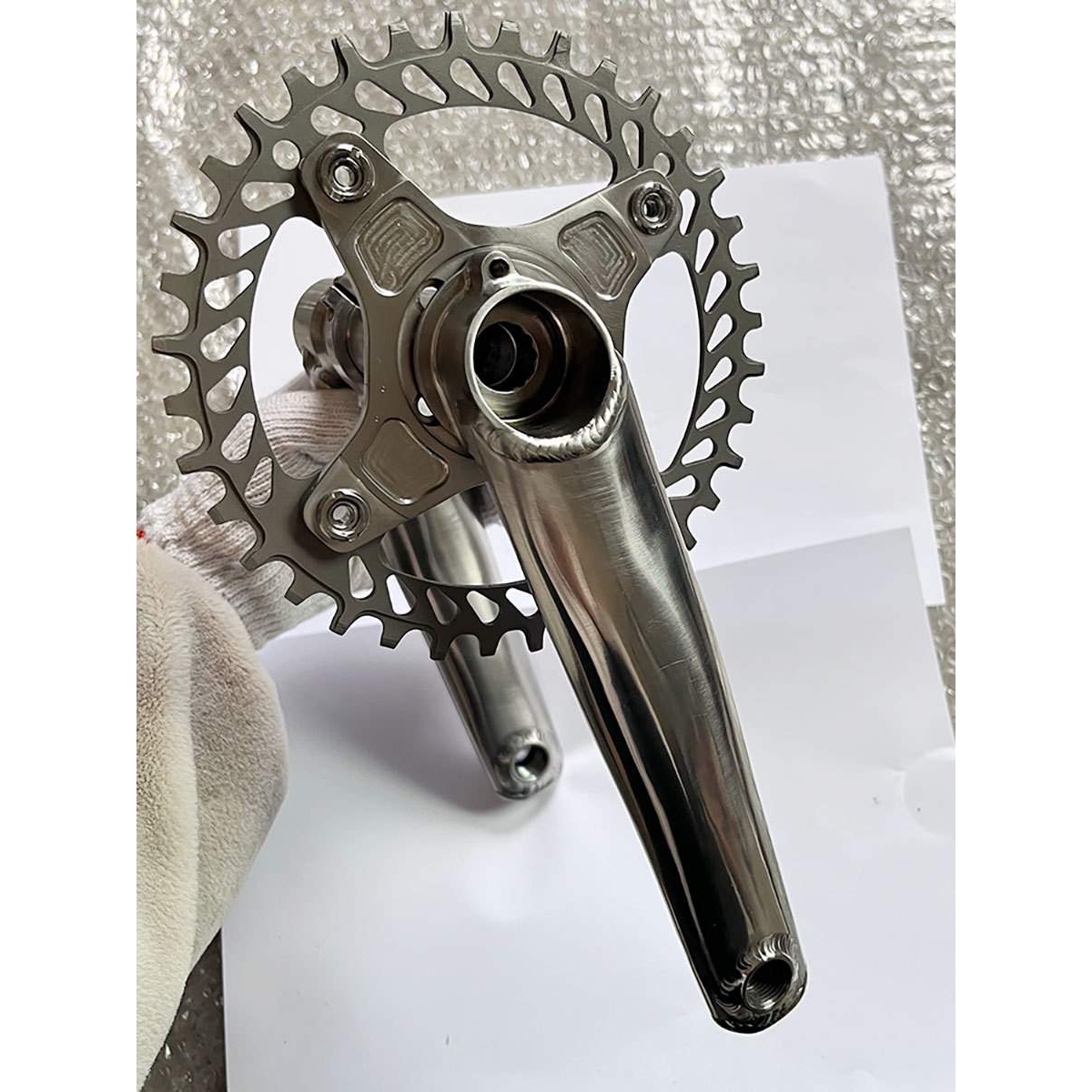 TIOK钛合金对锁曲柄公路自行车30mm轴芯配件平滑传动正负齿