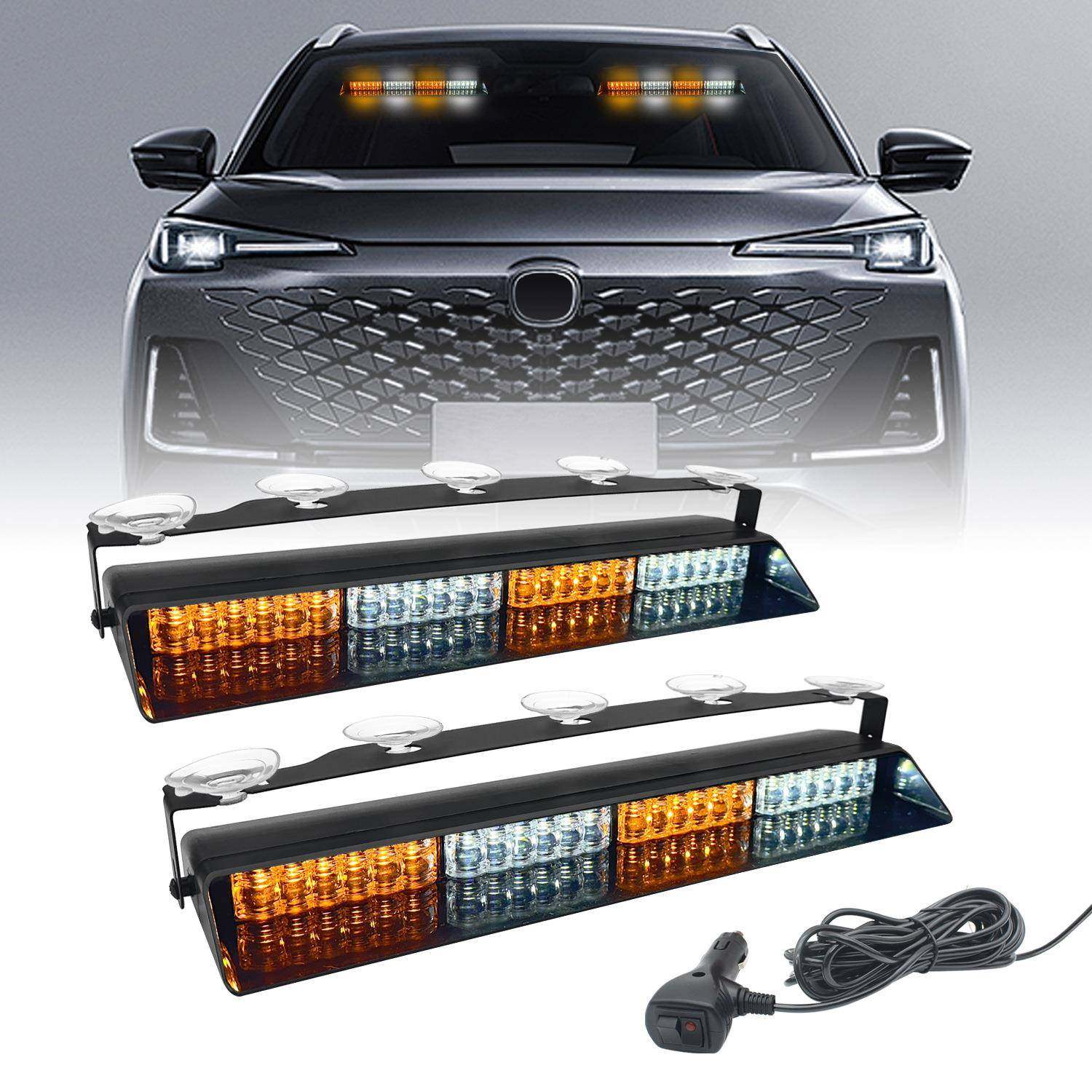 48led一拖二汽车紧急仪表板频闪灯安全警告前/后挡风玻璃爆闪灯