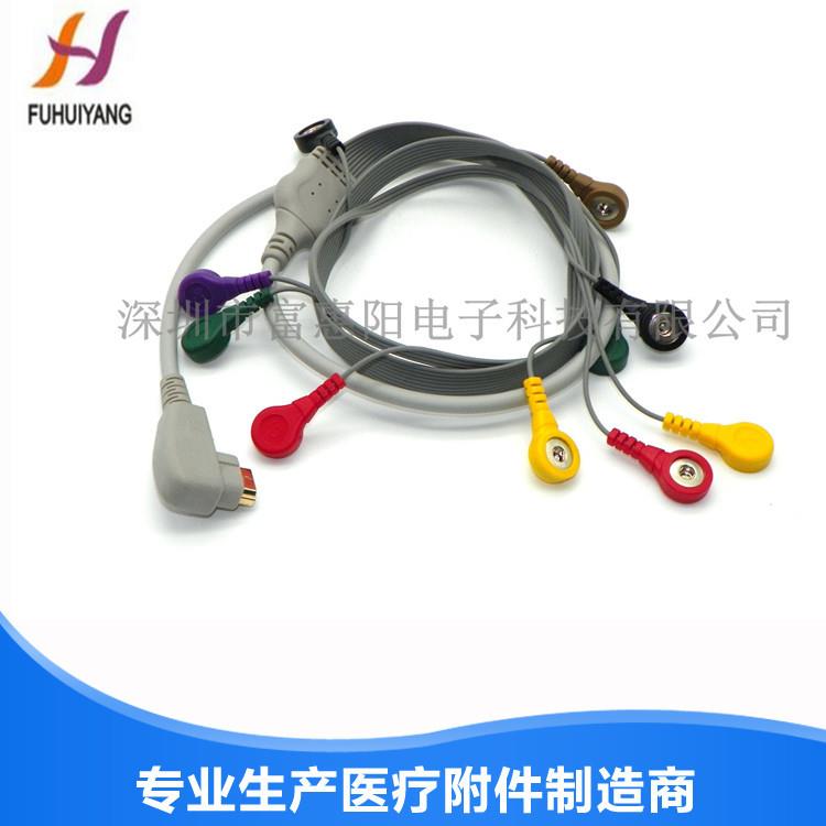 兼容迪姆DMS动态十导扣式心电线Holter动态心电导联线