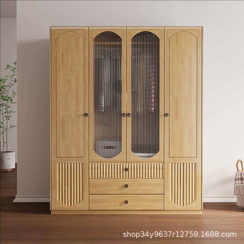 北欧实木234门衣柜5门柜子六门带抽屉衣橱开门原木卧室多功能收纳