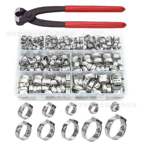7-28.6单耳无极卡箍130PCS盒装喉箍304不锈钢油管夹管箍抱箍套装