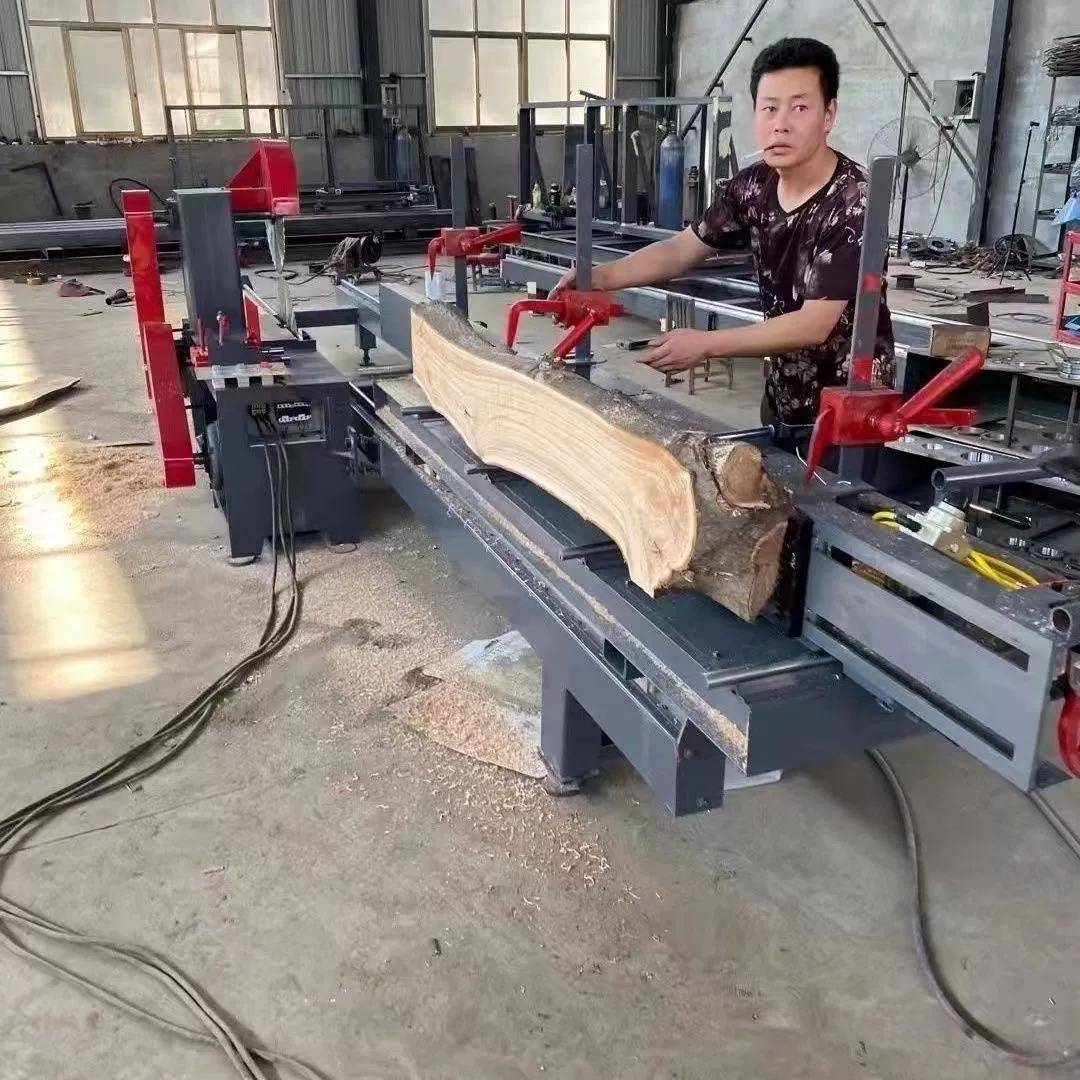 圆木推台锯断木锯木工机械1234米裁开板带锯原木开料机圆木推台锯