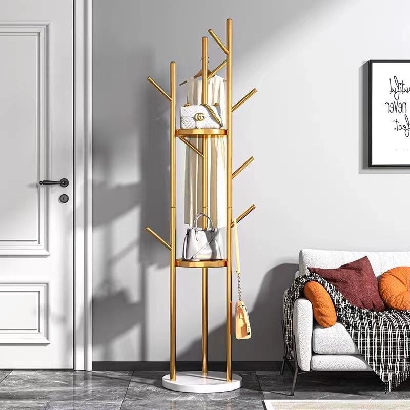 家用衣帽架落地客厅稳固挂衣铁艺轻奢卧室房间立式省空间挂包架子