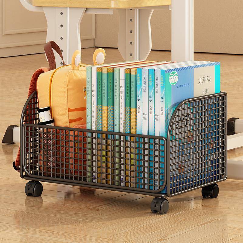书包置物架装书小推车带轮书架落地可移动收纳筐桌下书本收纳架子