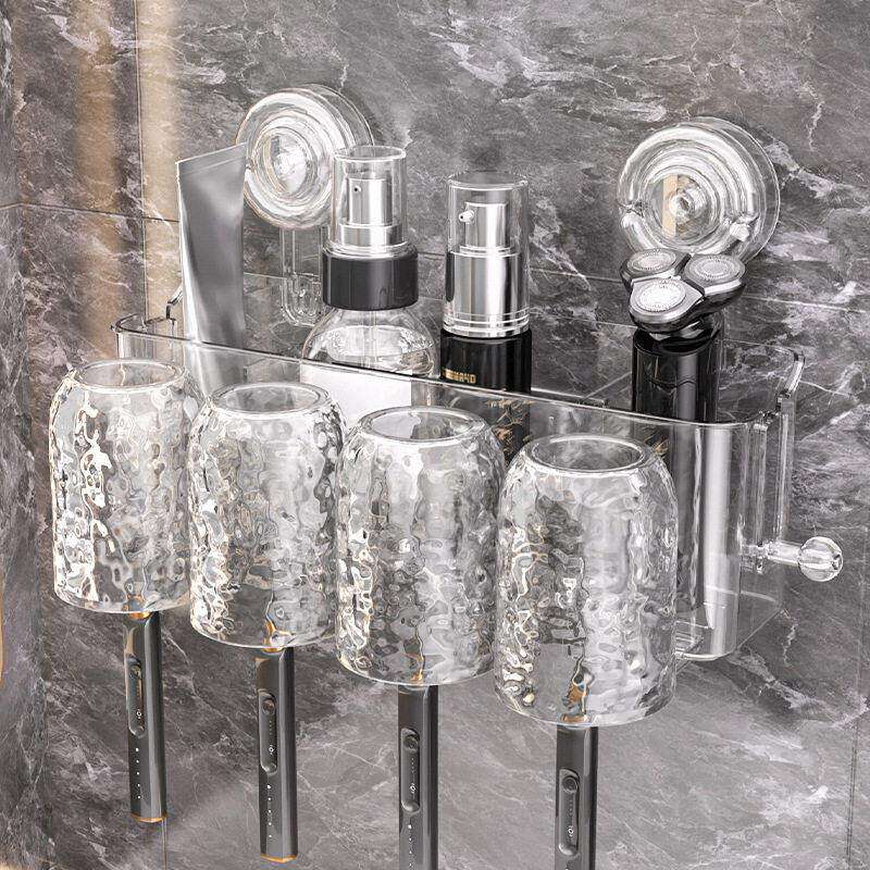 吸盘牙刷置物架子卫生间免打孔壁挂式洗漱杯牙膏漱口杯家庭套装