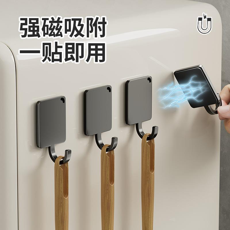厨房冰箱侧面磁吸挂钩强力吸铁石门后无痕粘钩免打孔家用挂锅铲架