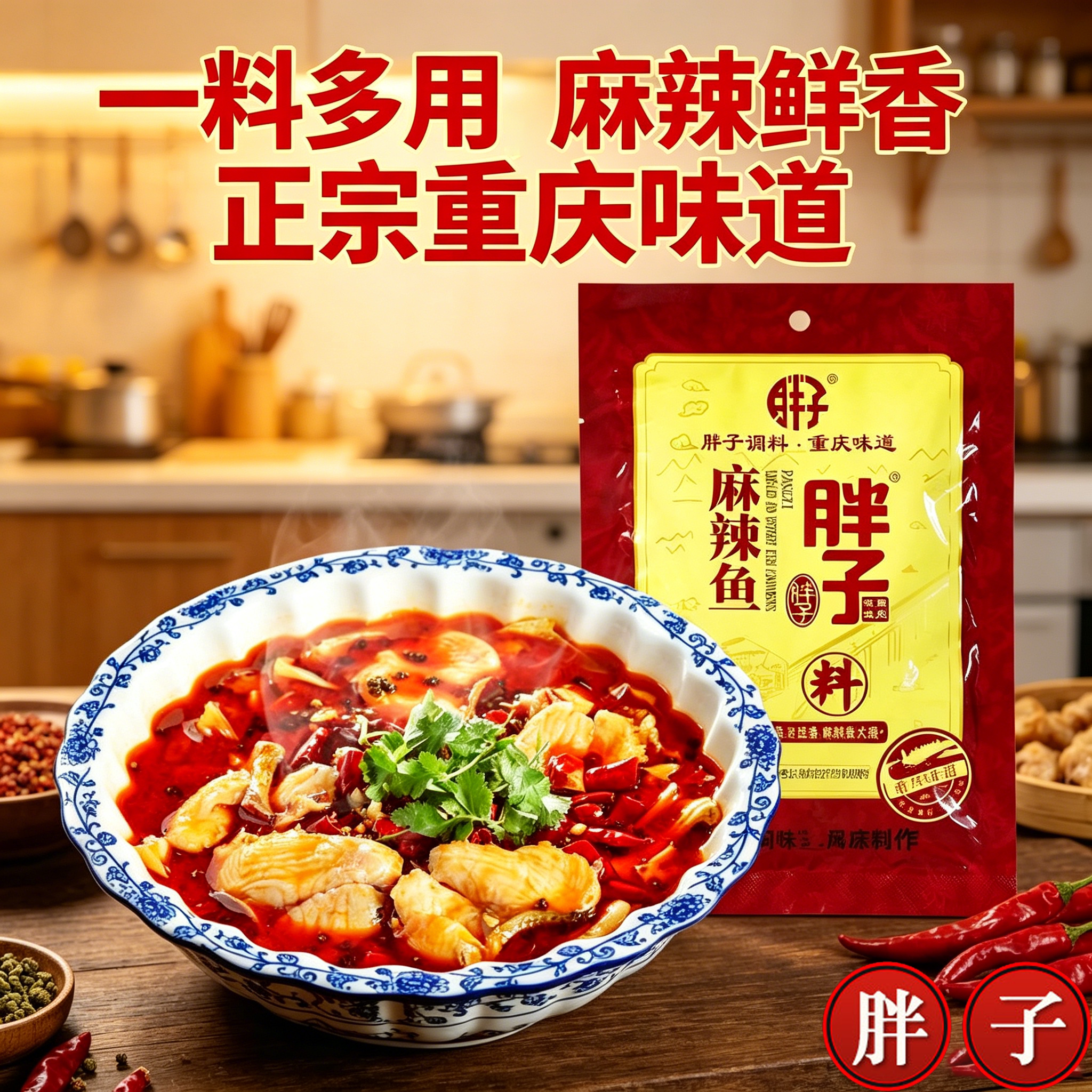 重庆特产胖子麻辣鱼佐料180g火锅鱼调料 水煮鱼底料 胖子鱼 正品